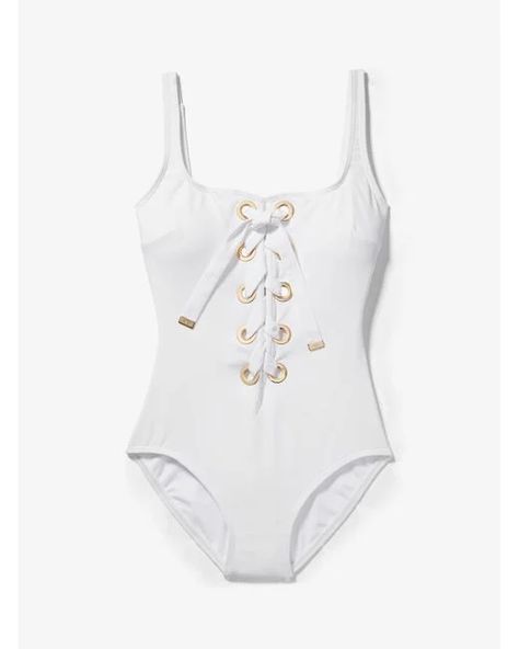 Michael Kors Synthetic Lace-up Swimsuit in White | Lyst Ruffle Bathing Suit, Black And White One Piece, One Piece Swimsuit White, Striped Bathing Suit, Bathing Suits For Women, Bandeau One Piece Swimsuit, Long Sleeve Rashguard, Plunging One Piece Swimsuit, 1 Piece Swimsuit