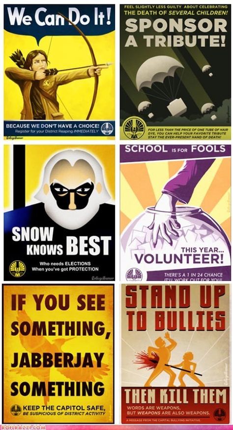 "The Hunger Games" Propaganda PSAs Hunger Games Propaganda, Funny Celebrity Pics, Hunger Games Party, I Volunteer As Tribute, Hunger Games Humor, Hunger Games 3, Hunger Games Series, Hanging Tree, Hunger Games Catching Fire