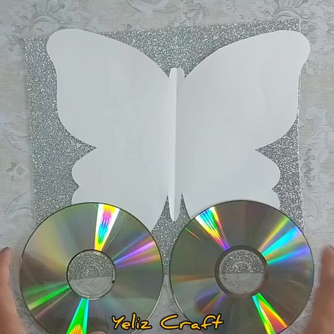 Decorative butterfly from old cd's | butterfly | Decorative butterfly from old cd's | By Yeliz Craft Recycled Cd Crafts, Cd Crafts Diy, Old Cd Crafts, Furniture Color Schemes, How To Make Butterfly, Decorative Butterfly, Butterfly Mosaic, Creative Diy Projects, Old Cd