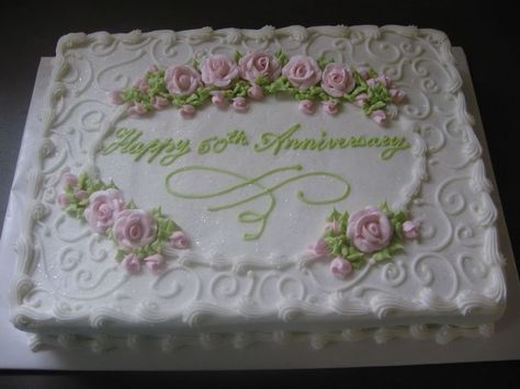 Anniversary Sheet Cake Ideas | Anniversary - This is an 11x15 sheet cake with pink royal icing roses ... Anniversary Sheet Cake Ideas, Anniversary Sheet Cake, Costco Cakes, Royal Icing Roses, Sheet Cake Ideas, Sheet Cakes Decorated, Icing Roses, Wedding Sheet Cakes, 91st Birthday