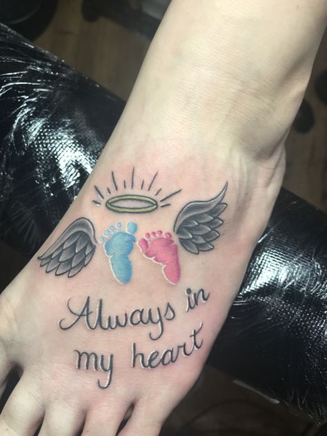 Wing Tattoos On Wrist, Baby Memorial Tattoos, Baby Angel Tattoo, Tattoo For Baby Girl, Toe Tattoos, Baby Tattoo Designs, Shoe Tattoos, Tattoos Infinity