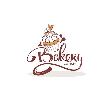 Bakery logo template, with image of cupc... | Premium Vector #Freepik #vector #cupcake-logo #dessert-logo #cupcake #muffin Confectionery Logo, Pictorial Logo, Logo Ideas Creative, Cupcake Logo Design, Pastry Logo, Dessert Logo, Sweet Logo, Cupcake Logo, Cake Branding