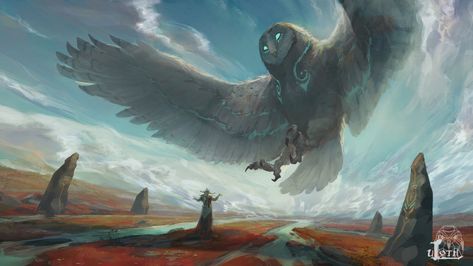 Uloth, the birth, Félix Donadio Wings Fantasy Art, Fantasy Gods Art, Owl Wings, Beast Creature, Creature Artwork, Fantasy Beasts, 다��크 판타지, Monster Concept Art, Fantasy Creatures Art