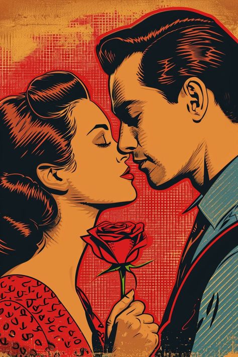 #digitalart#popart#vintageusa#valentine'sday Pop Art Comic, Romance Art, The 50s, Disney Drawings, Art Drawings Sketches, Vintage Vibes, Graffiti Art, Vintage Illustration, Drawing Sketches