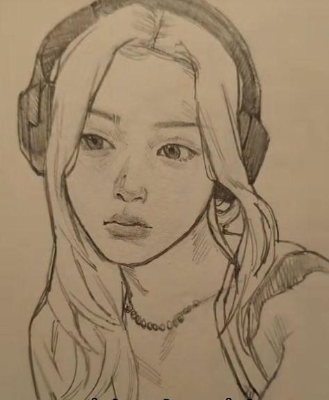 Lesserafim Yunjin, Grey Scale, Desen Realist, Etch A Sketch, Huh Yunjin, Indie Drawings, Kpop Drawings, 인물 드로잉, Arte Sketchbook