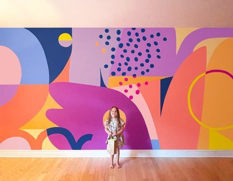 Gate Mural Ideas, Wall Murals Painted Abstract, Easy Mural Ideas, Arch Mural, Colourful Mural, Library Mural, Playroom Mural, Wall Illustration, Bathroom Mural