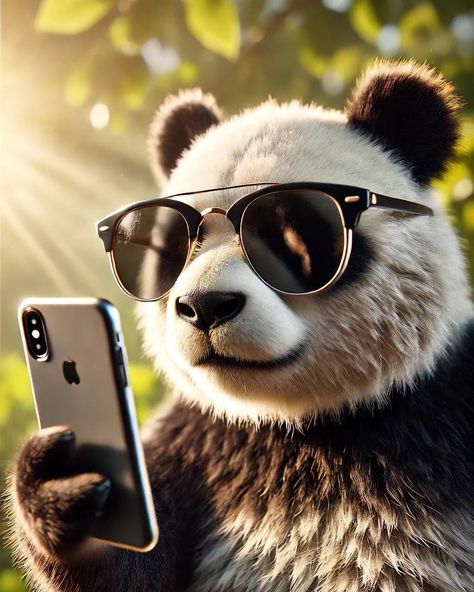 Just making sure my selfie game is as strong as my bamboo snack game. 📱🐼 #pandagram Angry Panda Wallpaper, Panda Selfie, Panda With Headphones, Bamboo Panda Wallpaper, Panda With Bamboo, Game Snacks, Zootopia, Anime Comics, Brighten Your Day