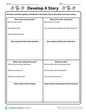 With this prewriting organizer, students will brainstorm and visualize details of their fictional story. Nonfiction Anchor Chart, Story Outline Template, Story Worksheet, Writing Club, Story Outline, Narrative Writing Prompts, Writing Outline, Writing Prompts Funny, Writing Plan