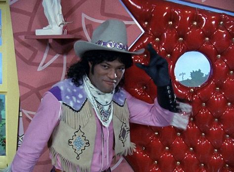 Laurence Fishburne as Cowboy Curtis on Pee Wee's Playhouse in the 80s Gray Jedi Code, Peewee Herman, Laurence Fishburne, Pee Wee's Playhouse, Paul Reubens, Grey Jedi, Pee Wee Herman, Old Commercials, Pee Wee