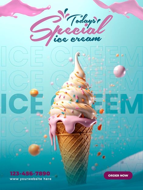 Gelato Aesthetic, Cream Poster, Kids Graphic Design, Sundae Cup, Instagram Post Design, Ice Cream Poster, Ice Crea, Splash Design, Instagram Carousel