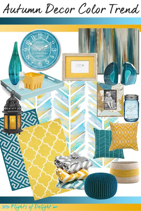 Teal Color Schemes, Teal Living Rooms, Living Room Decor Gray, Yellow Living Room, Bantal Sofa, Yellow Bedroom, Trendy Living Rooms, Room Color Schemes, Blue Living Room