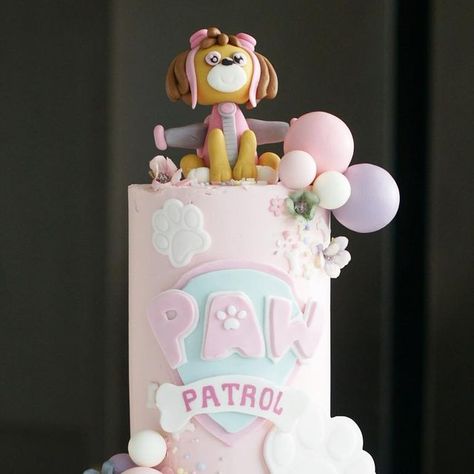 Claire Lawrence Cake Design on Instagram: "I have so many photos to post from last week! I was so busy that I didn’t get a chance to film anything so still photos will have to do! 🙈 loved this girly paw patrol cake for a returning client’s daughter 🩷🩵 Name charm: @rowanandcocreative . . . . #cake #pawpatrol #pawpatrolcake #girlypawpatrolcake #pawpatrolparty #childrenscakeinspo #cakeinspiration #buttercreamcakes #buttercream #sugarmodel #fondanteverest #fondantskye #prettycakes #kidscakes #sevenoakscakes #kentcakes #kentcakemaker" Paw Patrol Cake Girly, Paw Print Cakes, Paw Patrol Skye Birthday, Paw Patrol Girl, 3rd Birthday Cakes, Paw Patrol Cake, Patrol Party, Paw Patrol Party, Cake Makers