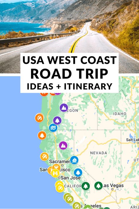 Planning a trip to the west coast and want to do an epic road trip journey? Check out this west coast road trip itinerary to help you plan your trip. Pacific Coast Highway Road Trip Itinerary, West Coast America Road Trip, West Coast Family Vacation, Usa West Coast Road Trip, West Usa Road Trip, Road Trip West Coast, Usa Road Trip Map, West Coast Road Trip Itinerary, Pch Road Trip