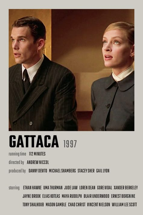 Gattaca Movie Poster Gattaca Aesthetic, Gattaca Movie, 80s 90s Movies, Elias Koteas, Quotes Film, Tony Shalhoub, Angry Man, Good Watches, Classic Films Posters