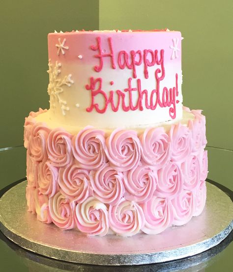 Two Tier Cake For Girl, 2 Teir Cakes Birthday Simple, 2 Tier Cake For Girl, 3 Tier Birthday Cake For Women, 2 Teir Birthday Cake Ideas, Ombre Tiered Cake, 2 Tier Rosette Cake, Two Tier Cake Birthday, Two Tier Cake Designs