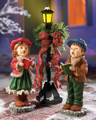 Christmas Carollers Figurine Set Christmas Carolers Decorations, Christmas Hanging Baskets, Christmas Carolers, Indoor Holiday Decor, Kids Singing, Street Corner, Collections Etc, Christmas Baskets, Christmas Yard