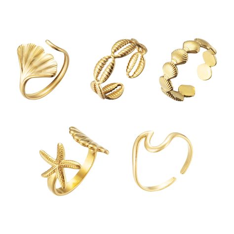 PRICES MAY VARY. Adjustable Size: Our Gold Seashell Rings for Women come with an adjustable opening, allowing you to easily find the perfect fit for your finger. No need to worry about sizing issues, as you can customize it to your preference. Quality: This is starfish seashell ring made of 18k gold plated silver plated with stainless steel.Which is nickel free, ensuring durability and long-lasting shine. ﻿ Style: Inspired by the beach, surfer vibes, and starfish, these rings feature delicate se Every Jewels Rings, Gold Rings Casual, Cute Preppy Accessories, Mamma Mia Accessories, Sea Shell Jewellery Holder, Cute Beachy Jewelry, Aquamarine Halloween, Preppy Presents, Preppy Rings