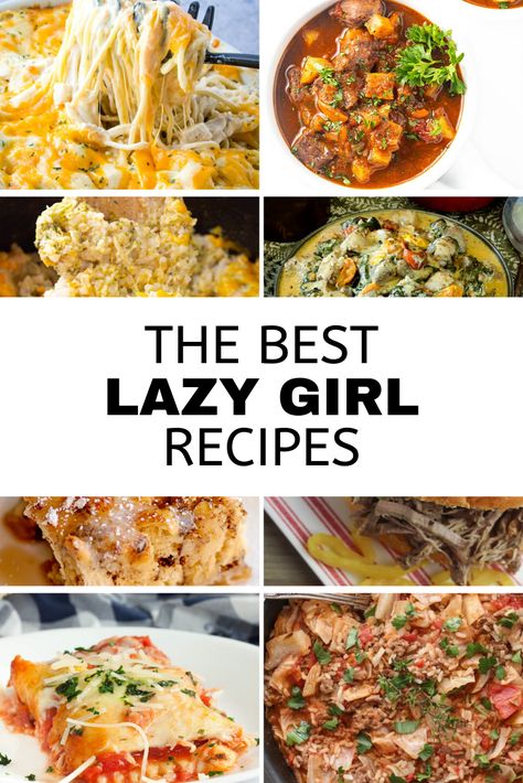 Lazy Girl Recipe Roundup - Sandee Booth Lazy Girl Crockpot Recipes, Lazy Girl Dinner Easy Recipes, Lazy Girl Lunch Ideas, Lazy Girl Recipes, Lazy Girl Meals, Lazy Girl Dinner, Lazy Girl Meal Prep, Lazy Girl Meal Plan, The Lazy Dish