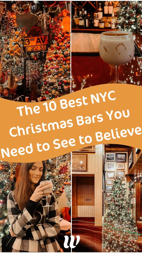 This guide to NYC Christmas travel & the best bars to visit in NYC at Christmas time will keep all your travel plans and holiday spirit alive during the festive season. This bar hopping guide is going to help you avoid long lines and can be used to make sure you see the best bars NYC has to offer at Christmas. Head to the blog to sign up to get access | NYC travel | Christmas in NYC #Christmas #barhopping #NYC Nyc Christmas Shopping, Best Restaurants In Nyc At Christmas, 2 Days In Nyc At Christmas, Nyc At Christmas Time, Nyc Must Do, Nyc At Christmas, Rockefeller Christmas Tree, Christmas Bars, Highline Nyc