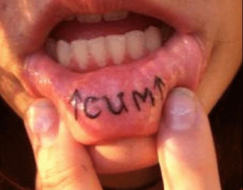 Calf & Thighs Lip Blush Tattoos Mouth Tattoo, Funny Lips, Kiss Tattoos, Cute Little Tattoos, Weird Tattoos, Lip Tattoos, Calf Tattoo, Book Tattoo, Funny Tattoos