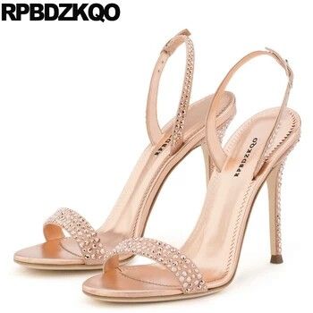 Slingback High Heels Stiletto Wedding Strap Bling Pumps Crystal Designer Sandals Women Luxury 2018 Shoes Rose Gold Rhinestone 53$ 2018 Shoes, Cheap High Heels, Lady Shoes, Ladies Sandals, Slingbacks, Nike Shoes Women, Gold Rhinestone, Sandals Women, Women Sandals