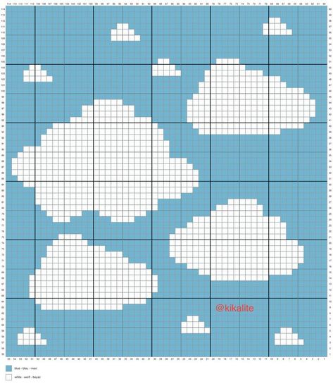 CORNER TO CORNER (C2C) CROCHET BLANKET WITH CLOUDS - FREE GRAPHGAN | kikalite | Bloglovin’ Virkning Diagram, C2c Crochet Blanket, Corner Crochet, Crochet Sheep, Graph Crochet, Pixel Crochet, Pola Amigurumi, Corner To Corner, Crochet Gratis