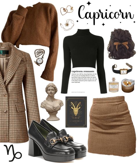 Capricorn Style Fashion, How To Dress Like A Capricorn, Venus Sign Capricorn Style, Sagittarius Clothes Style, Dressing Like Your Venus Sign Capricorn, Lilith Capricorn Style, Capricorn Inspired Outfits, Capricorn Aesthetic Clothes, Capricorn Dressing Style