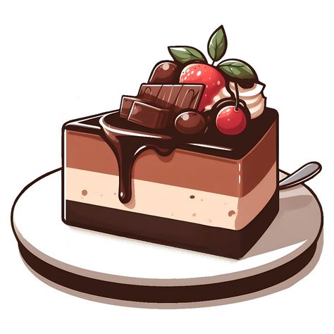 Chocolate Cake Drawing, Chocolate Cake Illustration, Dessert Sketch, Drawing Dessert, Photo Kawaii, Desserts Drawing, Cake Vector, Cake Drawing, Food Cartoon