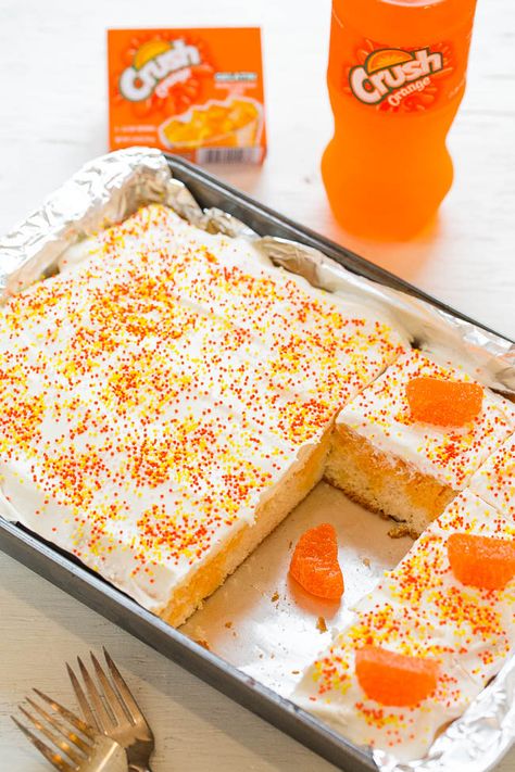 Orange Crush Poke Cake - Averie Cooks Orange Crush Cake, Crush Cake, Creamsicle Cake, Averie Cooks, Poke Cake Recipes, Poke Cakes, Summer Cakes, Poke Cake, Orange Cake