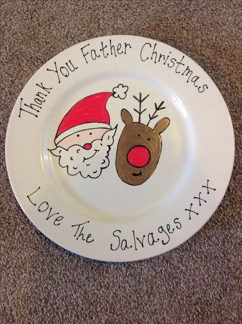 Christmas Eve plate DIY Christmas Eve Plate, Plate Ideas, Plates Diy, Christmas Thank You, Father Christmas, Christmas Eve, Diy Christmas, Christmas Diy, Diy And Crafts