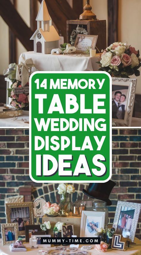 Make your wedding truly special with a unique memory table! Discover creative ideas for showcasing photos and keepsakes that celebrate your journey together. These displays will touch hearts and spark conversations. 📷💖 Save this pin to keep the inspiration flowing! Wedding Memorial Ideas Display, Wedding Display Ideas, Memorial Table Ideas, Memory Table Wedding Display, Wedding Tables Decor, Wedding Ring Finger Tattoos, Dark Teal Weddings, Round Table Settings, Memorial Table