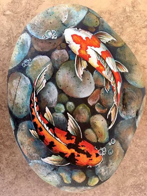 Pond Painting, Diy Rock Art, Painted Rock Animals, Stone Art Painting, Rock Painting Ideas Easy, Rock Painting Patterns, Rock Decor, Rock Painting Designs, Stone Crafts