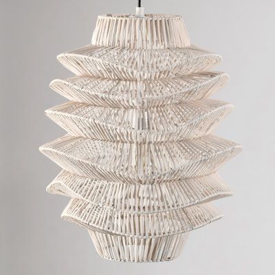 The Gannon 1-light rattan woven pendant by Joss & Main features a rattan shade made from spun wire that is accented with a distressed finish. The pendant’s versatile size allows it to fit in any space, whether alone or in a group. Handcrafted with iron and rattan, the combines classic design with a modern finish, making it an ideal lighting option for any space. | Gannon 1-Light Rattan Woven Pendant By Joss & Main White 18.9 x 15.7 x 15.7 in | C008414289 | Wayfair Canada Currey And Company Lighting, Perigold Lighting, Rope Chandelier, Cottage Lighting, Coastal Lighting, Rattan Shades, Greek House, Solid Wood Platform Bed, Classic Home