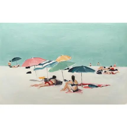 Vintage & New Paintings for Sale | Chairish Painting Of Beach, Beach Umbrella Art, Umbrella Painting, Contemporary Landscape Painting, Beach Watercolor, Water Art, Paper Painting, Paint And Sip, Beach Umbrella