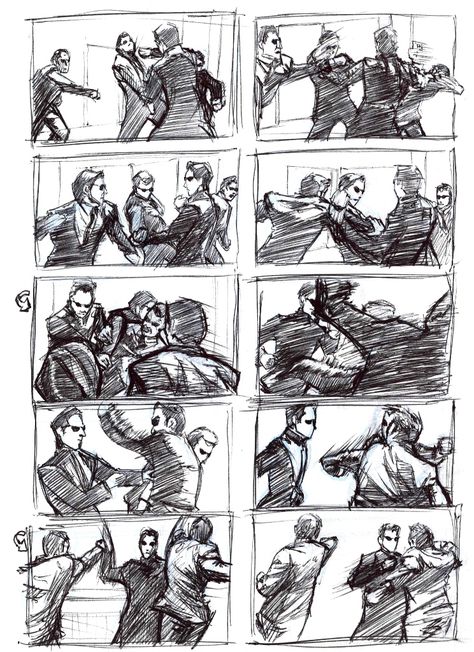 Matrix Reloaded Fight Scene Storyboard Action Scene, Action Scene Reference, How To Draw People, So Rude, Matrix Reloaded, Storyboard Drawing, Comic Book Layout, Animation Storyboard, Scene Drawing