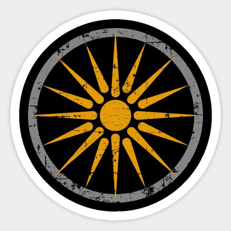 Greek Symbols, Unique Flags, Sun Rising, Ancient Greek Art, Greek Art, Gold Logo, Ancient Greek, Round Table, Cool Items