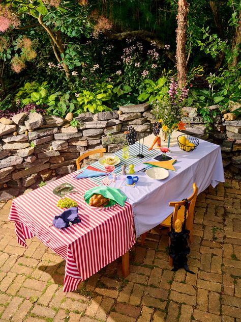 Stripe Tablecloth – Coming Soon Colorful Tablecloth, Brown Extensions, Italy Party, Striped Tablecloths, Dining Inspiration, Wedding Gift Set, Outdoor Dinner, Striped Table, Cool Tables