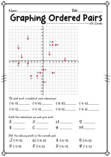 Fun and interactive fifth grade coordinates worksheets! Ready to enhance math skills? Get started now! #MathIsFun #5thGradeLearning #MathWorksheets #coordinatesworksheets5th 7th Grade Writing, Coordinate Plane Worksheets, Grade 5 Math Worksheets, Plotting Points, Coordinate Geometry, 6th Grade Worksheets, 5th Grade Worksheets, Sets Math, Ordered Pairs