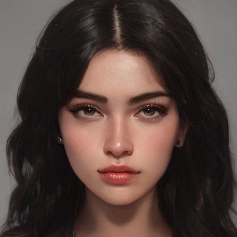 Human Face Drawing, Fantasy Story Ideas, Brown Eyes Black Hair, Girl Face Drawing, الفن الرقمي, Girls With Black Hair, Female Character Inspiration, Digital Portrait Art, Face Characters