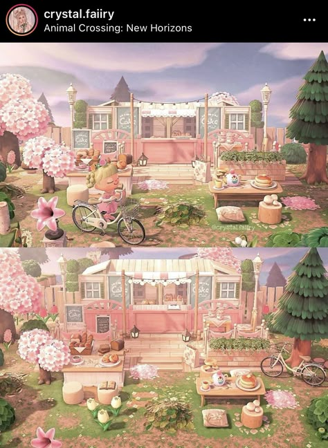 Animal Crossing Pink Island, Animal Crossing Pink, Pink Animal Crossing, Acnh Spring, Cottagecore Animal Crossing, Cottagecore Pink, Cottage Grandma, Pink Cottagecore, Animal Crossing Island Inspo