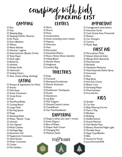 Packing List for Camping with Kids - Wit & Wander Packing List For Camping, List For Camping, Camping Hacks With Kids, Zelt Camping, Printable Packing List, Camping With Toddlers, Camping Bedarf, Camping Accesorios, Camping Packing List