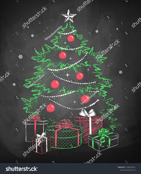 Holiday Photography Backdrops, Christmas Chalkboard Art, Chalkboard Wall Art, Christmas Tree Drawing, Chalkboard Drawings, Christmas Tree Background, Christmas Chalkboard, Chalkboard Designs, Holiday Photography