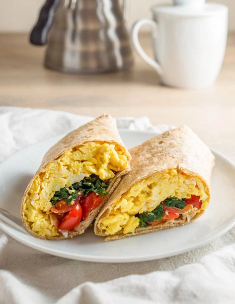 Recipe: Freezer-Friendly Spinach Feta Breakfast Wraps | Kitchn Spinach Feta Breakfast, Feta Breakfast, Breakfast Wraps Recipes, Vegetarian Wraps, Mediterranean Diet Breakfast, Crunchwrap Supreme, Mediterranean Breakfast, Whole Wheat Pizza, Easy Mediterranean Diet Recipes