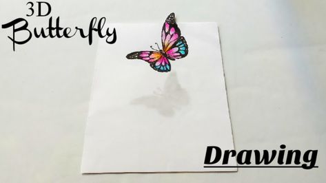 Butterfly Drawing 3d Butterfly Drawing, Drawing Tutorials Step By Step, How To Draw 3d, Draw 3d, Butterfly 3d, 3d Butterfly, Butterfly Drawing, 3d Drawings, 3d Butterflies