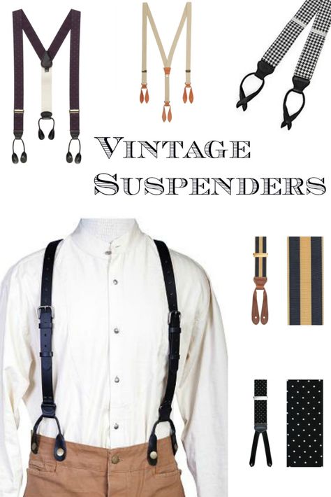 Find men's Victorian 1900s, 1920s, 1930s, 1940s vintage style suspender braces at VintageDancer.com 1920s Mens Costume, 1940s Mens Fashion, Vintage Suspenders, 1920s Mens Fashion, 1920s Men, Suspenders Wedding, Americana Vintage, Men's Vintage Style, Suspenders Men