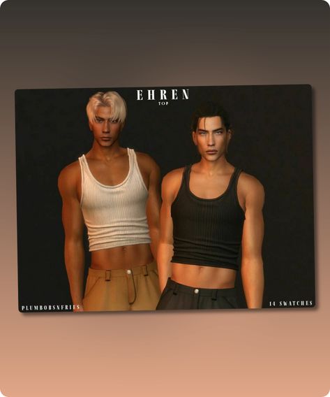 Ribbed Crop Tank Top New Mesh HQ Texture Male | Teen – Elders 14 Swatches Filesize: 4 MB #everyday #tops #male_clothing #hq_mod #sims4 #clothing Sims 4 Cc Men Crop Top, Sims 4 Cc Crop Tops Male, Sims 4 Cc Shirt Male, Sims 4 Cc Clothes Male Tops, Sims 4 Cc Top Male Patreon, Sims 4 Cc Tank Top Male, Sims 4 Tank Top, Ts4 Male Crop Top, Boys Crop Top