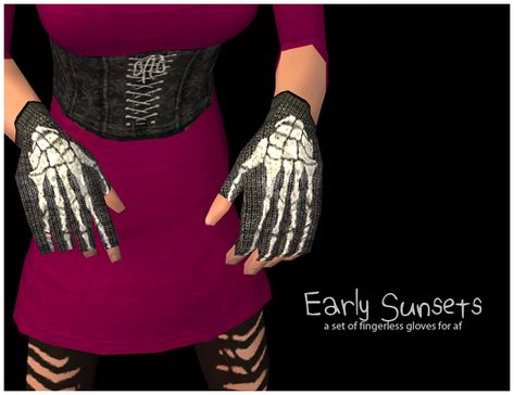 Sims 2 accessories | [Early Sunsets]A Set of Fingerless Gloves for AF - pixelcat45 — LiveJournal Ts2 Mods, Kieran Duffy, Sims 2 Makeup, Goth Gloves, Skeleton Gloves, Emo Accessories, Ts4 Mods, Ts3 Cc, Ts2 Cc