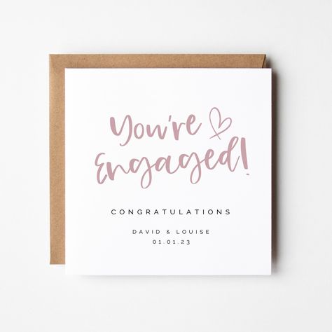 Congratulations On Your Engagement Card, Congratulations On Your Engagement, Simple Engagement, Engagement Card, Card Simple, First Christmas Married, Elegant Cards, Personalised Prints, Note Box