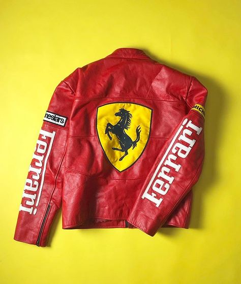 Ferrari Clothing, Vintage Ferrari Jacket, Ferrari Leather Jacket, Ferrari Clothes, Ferrari Merch, Formula Uno, Vintage Racing Jacket, Ferrari Jacket, Retro Sport