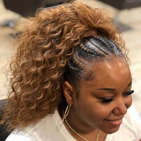 Cornrow Ponytails, Half Up Half Down Crochet, Ponytail Braid Styles, Trending For 2023, Feed In Braids Ponytail, Curled Bangs, Cornrow Ponytail, Feed In Braids, Weave Hairstyles Braided